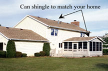 Sunroom roof can be shingled to match your home